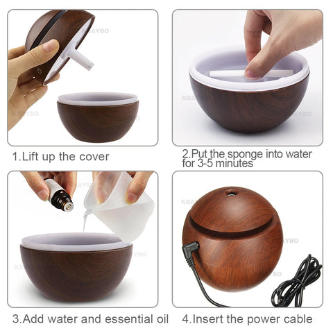 Aroma Essential Oil Diffuser/ Humidifier with 7 Colors LED lights & USB charge